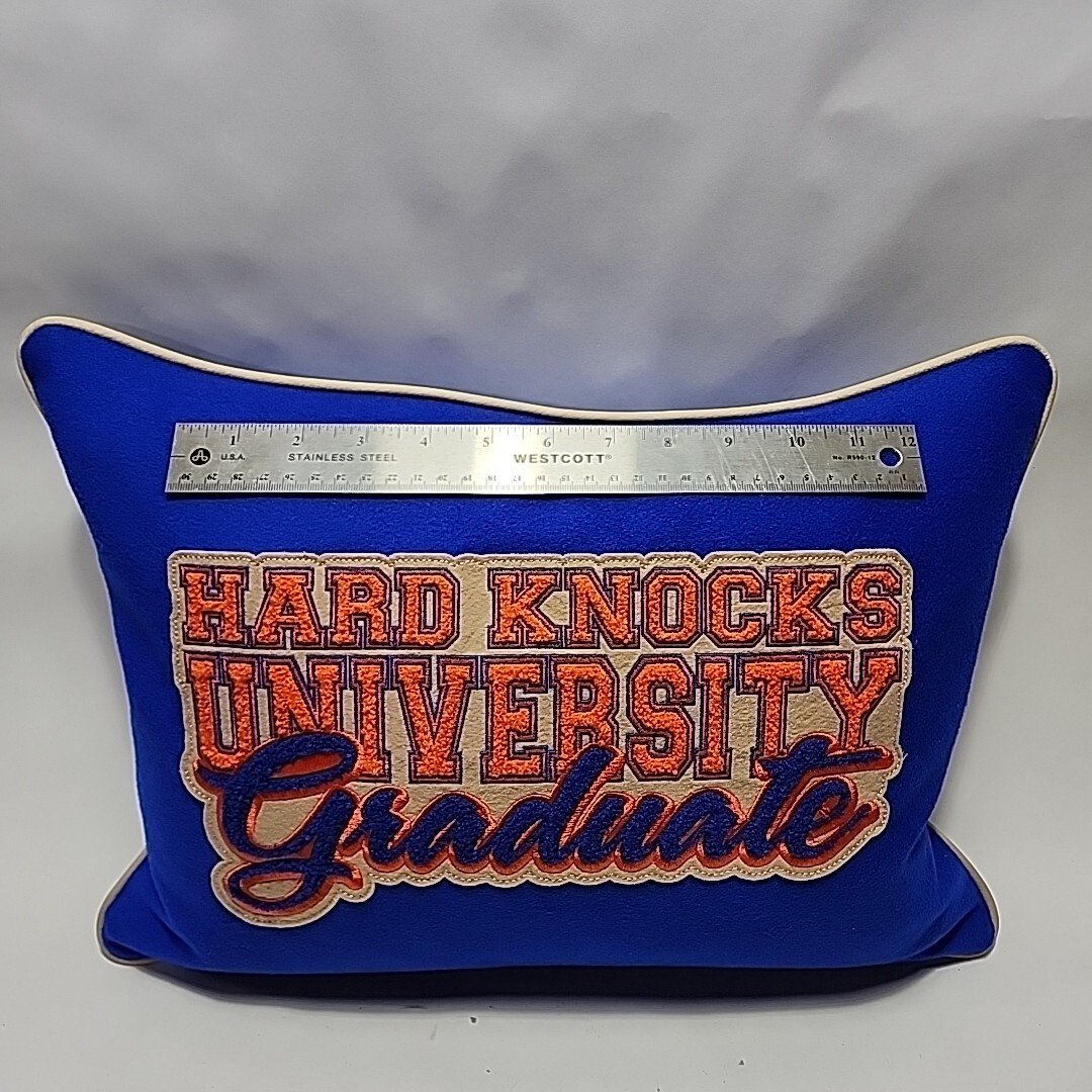 New Hard Knocks University Graduate Pillow Wool Down Feather My Match Daddy Blue
