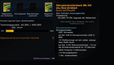 Star Trek Online 8x mk xv [crtd]x4 Disruptor-Beams episch [gold] US+EU PC