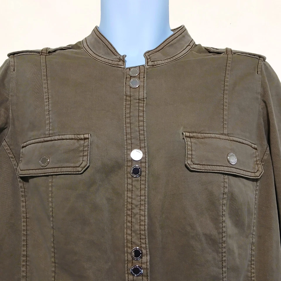 Chaqueta Caqui Militar Doble Frontal A Presión Mercado Negro Casa Blanca De Colección Talla 18 Foto 3 de 4