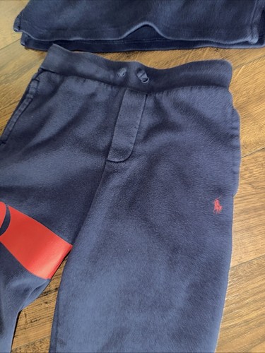 Lot 2 Polo Ralph Lauren Boys Youth Sweater Sweatpants Size M 10-12 Navy Blue Red - Picture 3 of 12