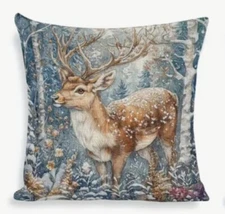 Deer Sika Elk Nature Scene Christmas Double Sided Throw Pillow Cover Home Decor