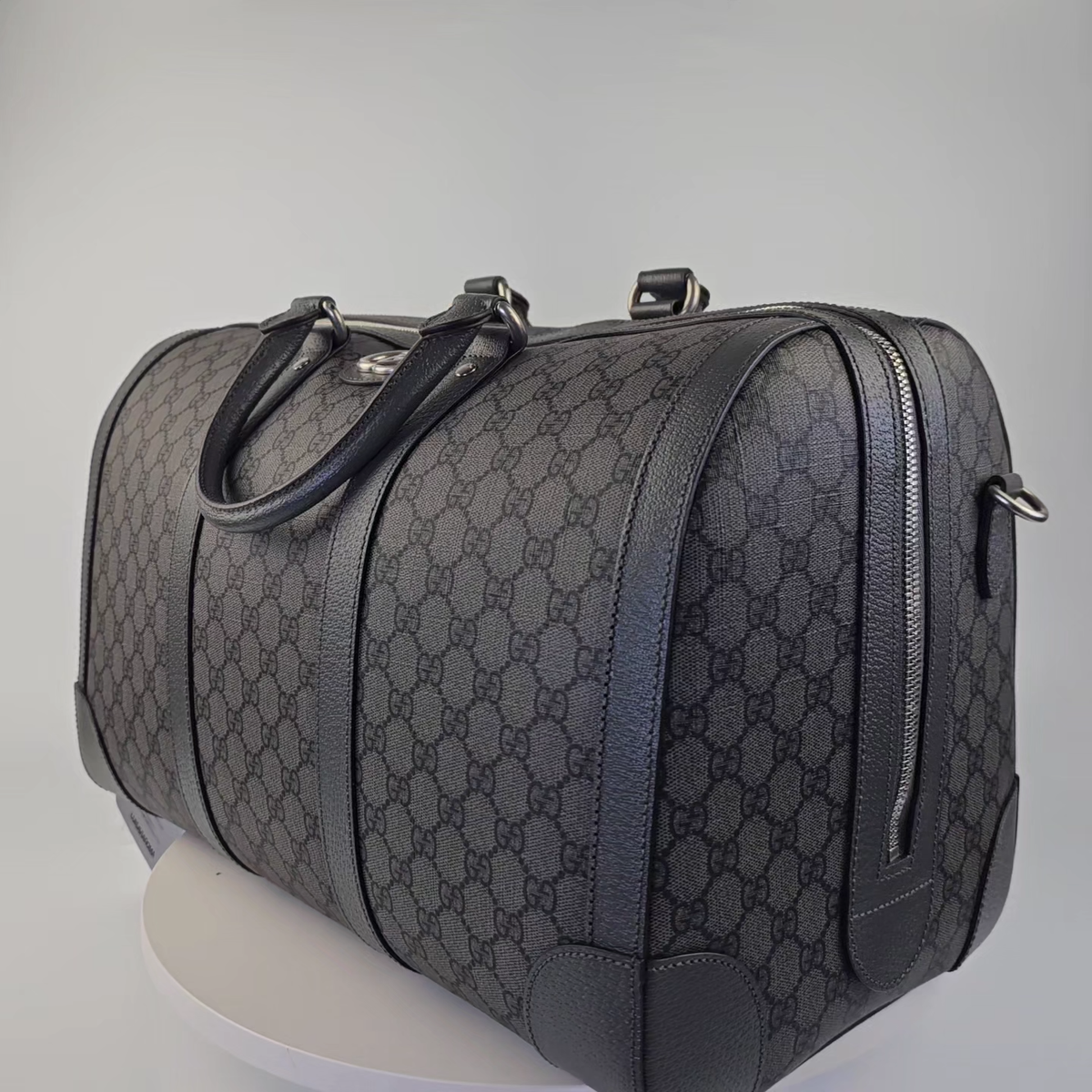GUCCI Ophidia Medium $2750 Grey/Black GG Duffle Bag New And