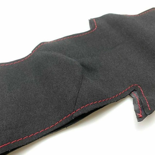 Black Suede Leather Red Thread Steering Wheel Stitch on Wrap For Mercedes A45 - Picture 13 of 14