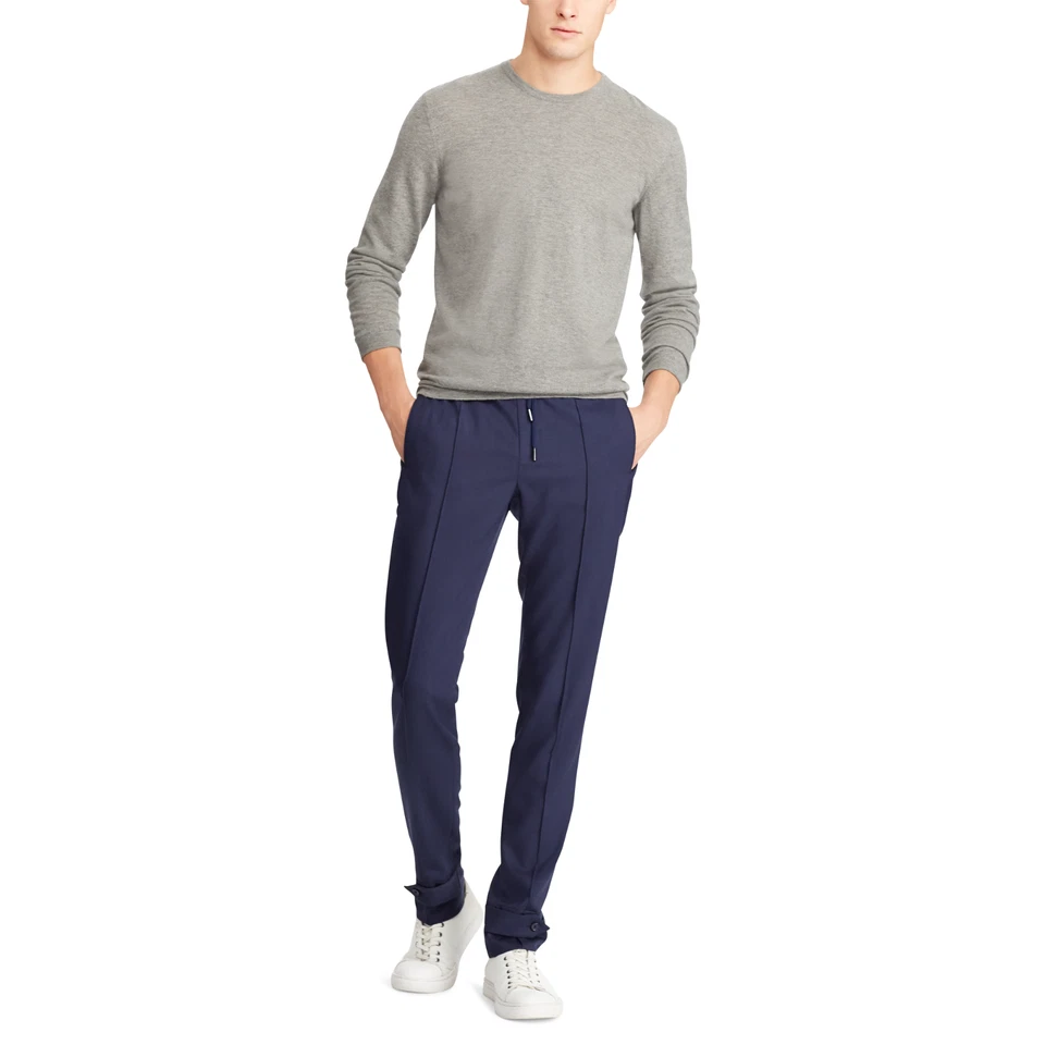 $695 Ralph Lauren Etiqueta Púrpura Azul Marino Calce Ajustado Lana Gabardina Vestido Pantalones Pantalón Foto 3 de 4