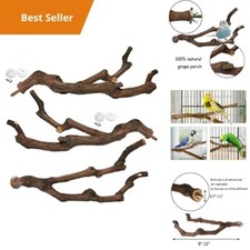 Natural Grapevine Bird Perch for Parakeets, Cockatiels, Conures, Handmade, Chewa