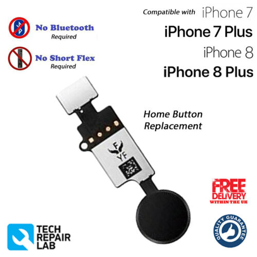 iPhone 7 / 7 Plus / 8 / 8 Plus /SE2 2020 Universal Home Button Replacement BLACK - Picture 1 of 2