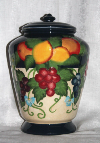 Nonni's Hand Painted Cobalt Blue Raised Fruit Jar Sealed Lid 12" x 24" - Picture 12 of 13