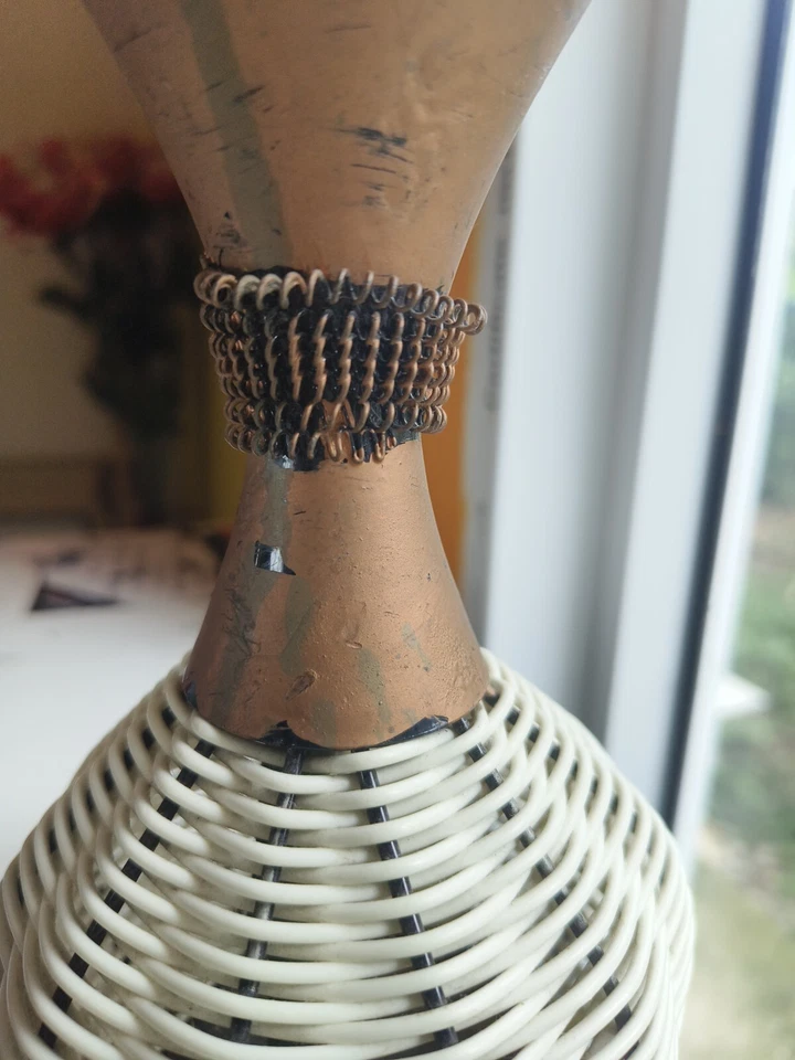 Jarrón ligero de 19 cm hágalo usted mismo envoltura de alambre blanco mimbre ratán decoración boho Foto 4 de 4