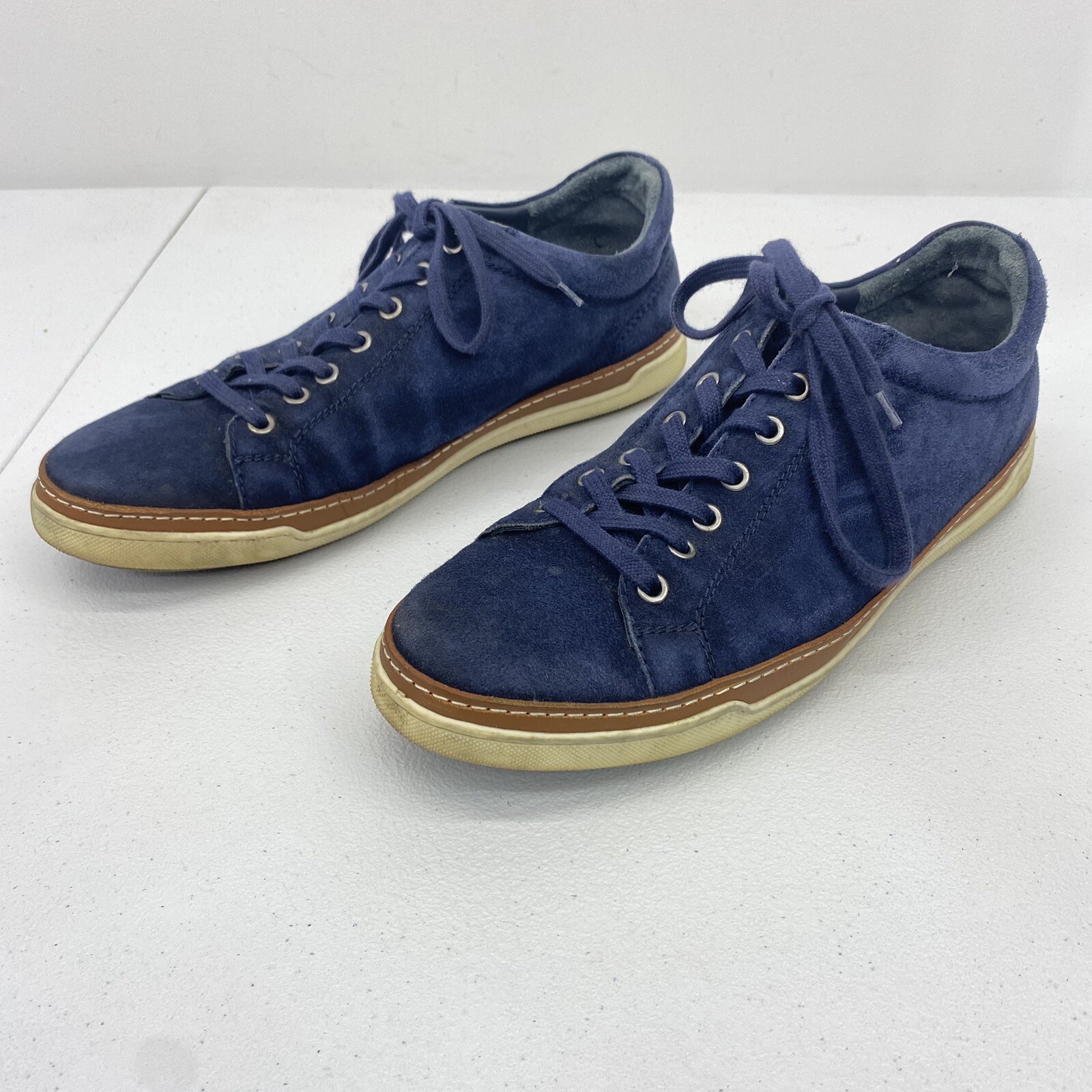 SAOLA Allen Edmonds Sneakers Uomo 9.5D Porter Derby Scarpe Scamosciate Preppy Portogallo Blu