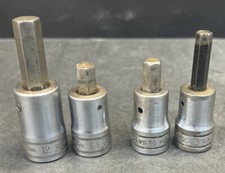 LOT OF 4 SNAP-ON TOOLS 1/2 Dr 12mm, 10mm, 3/8in, 5/16in HEX BIT SOCKETS