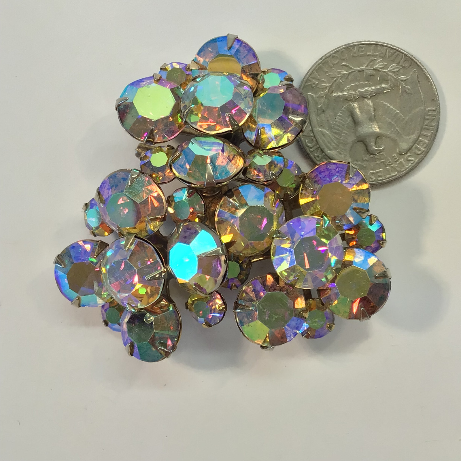 Aurora Borealis LARGE Triangular Layered Pin, All… - image 2