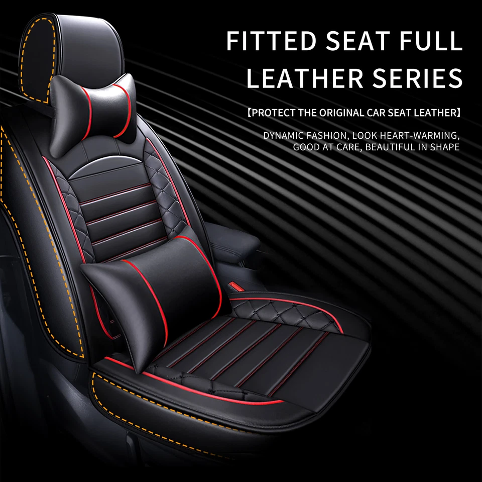 Capa de assento luxo couro ecológico conjunto completo de 5 lugares almofada dianteira traseira para Ford Mustang - Imagem 2 de 4