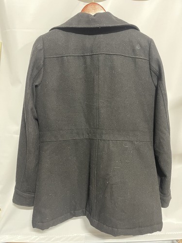 Volcom Womens Gray Black Teal Button Up Jacket Peacoat Cotton Size 12 - Picture 6 of 7
