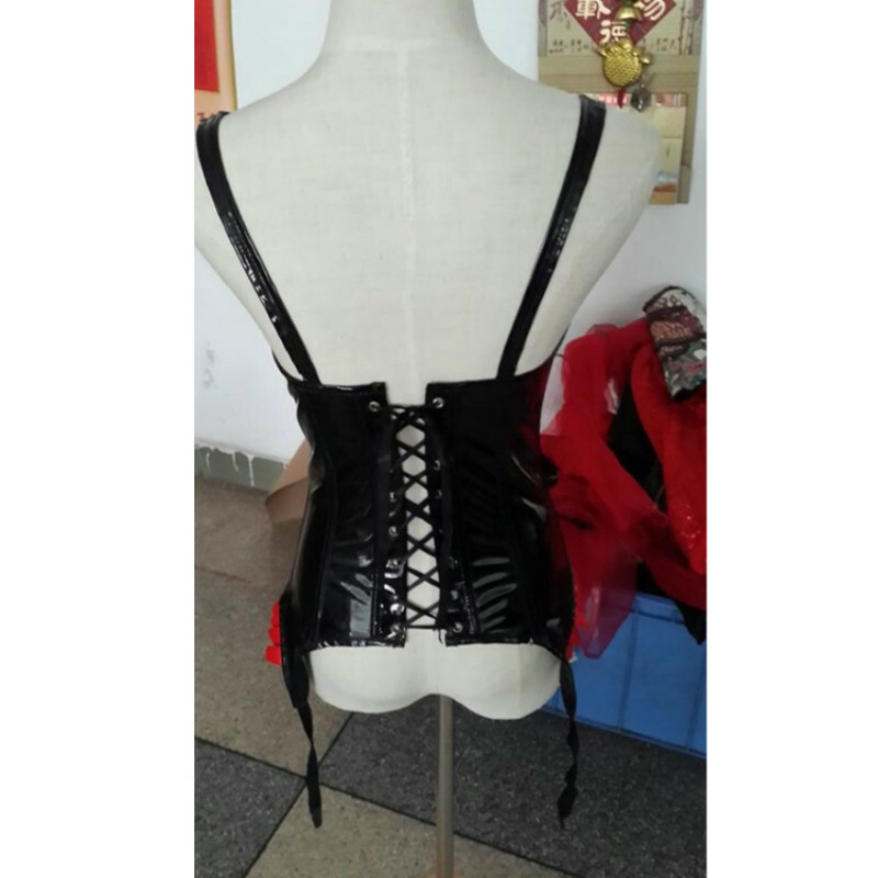 Pvc Basque Burlesque Gothic Corset Basque Faux Leather PVC Cincher Lingerie ...