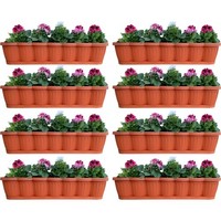 Blumenkasten Balkonkasten Pflanzkasten 8Er Set 80 Cm Terracotta Mit Untersetzer