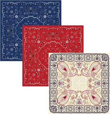 100% Combed Cotton Bandanas 3 Packs, Face Bandana for Women and Men, Unisex Mult