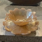Vintage Anchor Hocking Fire King Peach Lustre Lotus Dessert Plate and Bowl Set