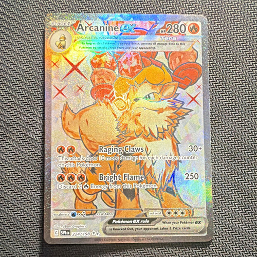Pokemon Arcanine ex 224/198 Scarlet & Violet Base Full Art Ultra Rare NM