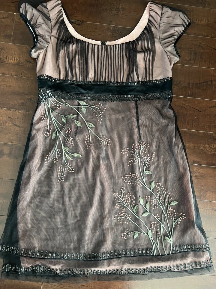 Nuevo con etiquetas Vestido Adriana Papell Precioso Rosa Floral Encaje Brocado Cintura Adornada 18W Foto 3 de 4