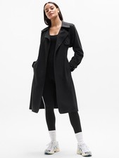 Athleta L Large Stellar Long Trench Coat Black NWT 842421 Belted