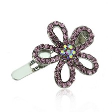 Hand Made Hair Jewelry swarovski crystal Flower Magnet Barrette 0.75in Lavender