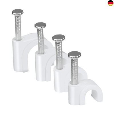 LeMotech 200 Stück Kabelklemmen 5/6/8/10mm Runde Kabelhalter Mit Eingestecktem