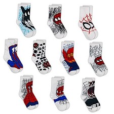 Spiderman Boys Socks - 10-Pack Decorative Toddler 6-10 Years White Assorted