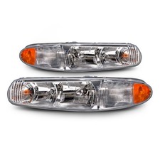 Headlights Pair Set Fits 1997-2005 Buick Century Halogen Chrome