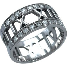 Anillo Atlas Abierto Tiffany & Co. Oro Blanco 18K Diamantes Joyería EE. UU. Talla #6.5 5.3g