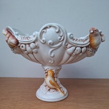 Vintage 70s Carraro Italy Large Ceramic Bird Ornate Italian Fruit Bowl Planter