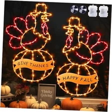 2 Pcs Large Turkey Window Lights 2025 Fall Decor Window Lights Thanksgiving 