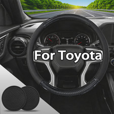 15 Steering Wheel Cover With 2pc Car Coasters Genuine Leather For Toyota Nuevo 15 Steering Wheel Cover With 2pc Car Coasters Genuine Leather For Toyota Nuevo