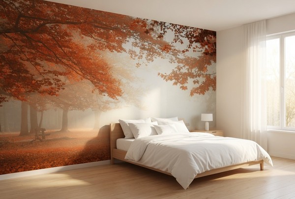 Wizard Genius + Idealdecor Vlies Foto Tapete Waldlandschaft 260X384 Cm Rot-image
