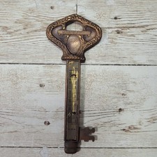 Vintage Brass Skeleton Key Thermometer Minneapolis Made In Usa Free Shipping