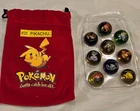 1999 Pokemon Collector Marbles 9pc Lot & Red Pikachu #25 Pouch Bag Toy Biz Vtg