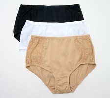 Maya J Women's Panties Sz M Breezies Hipster Briefs w Lace Trim Tan/Beige