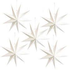 5 Pcs 9-Pointed Christmas Paper Star Lanterns 12 Inch Hanging Lampshade Weddi...
