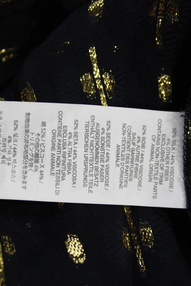 Blusa túnica mujer J Crew azul oscuro geométrica cuello redondo manga larga talla 14 Foto 4 de 4