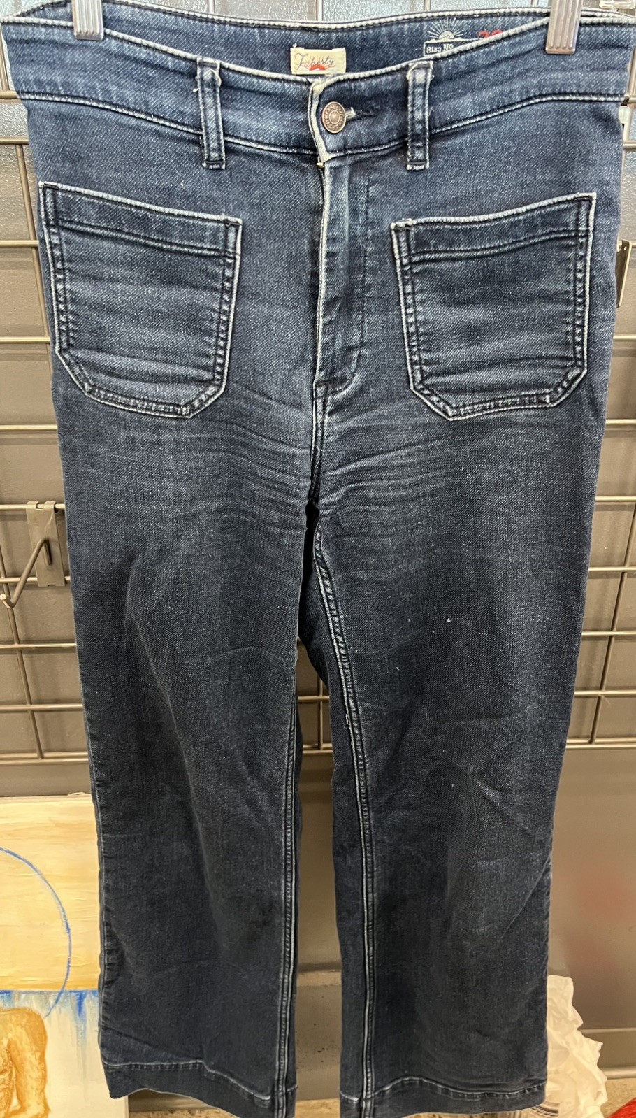 Faherty Blue Denim Jeans Button Zip Patch Pocket … - image 5