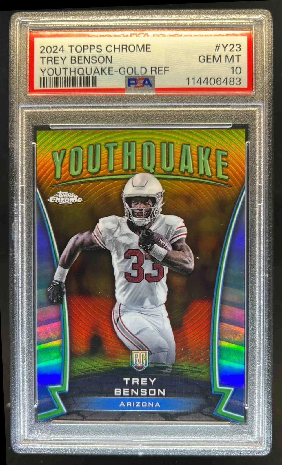 Trey Benson Topps Chrome Youthquake #Y23 Gold Refractor