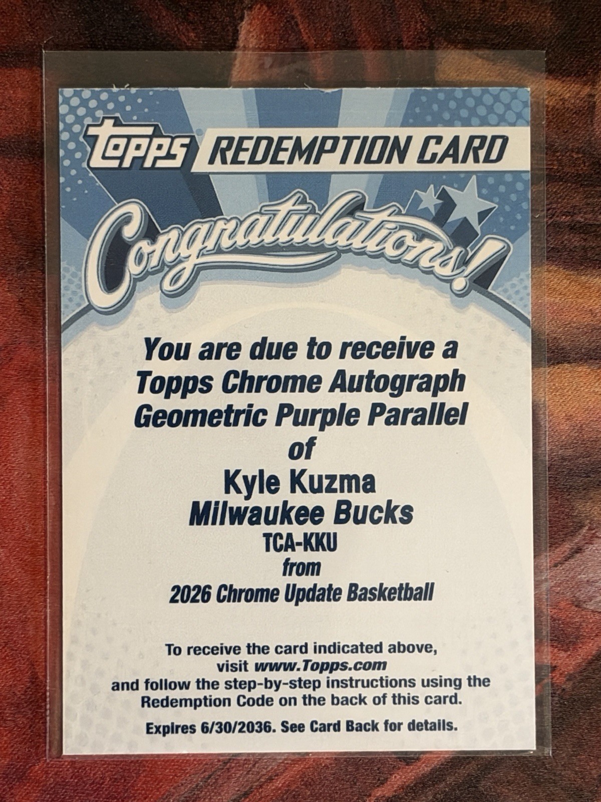 Kyle Kuzma 2025-26 Topps Chrome Update Auto Green Geo Refractor /99 Redemption