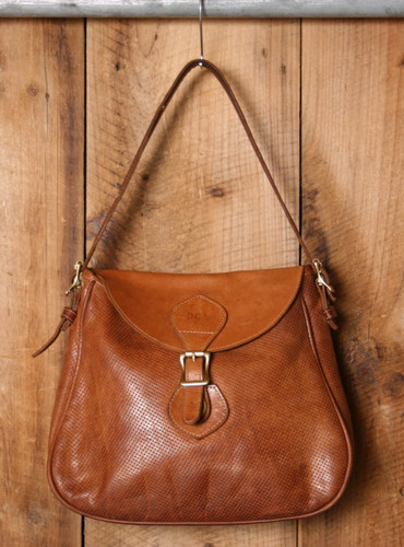 Vintage J.W. HULME CO. Perforated Tan Leather Satchel Shoulder Bag Purse