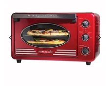 Nostalgia Retro 1500 W 12 Slice Red Convection Toaster Oven W built In Timer