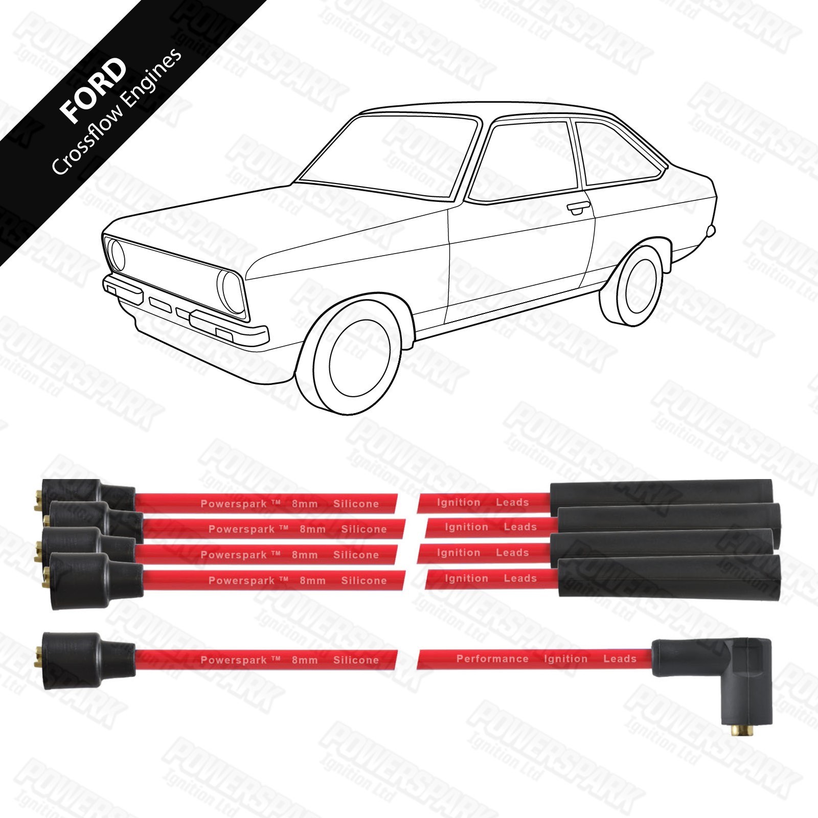 Ford Escort and Cortina Crossflow 8mm Double Silicone HT Leads