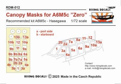 1/72 Rising Decals Zero Type 52/52c (Hasegawa) Canopy Mask