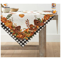 Tischdecke BüFfelkaro KüRbisse Herbst 85X85 Cm FüR Vogelhaus Deko