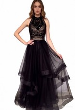 Wedding Dress Brand New Black Beaded Long Prom Dress / Pageant / Gown