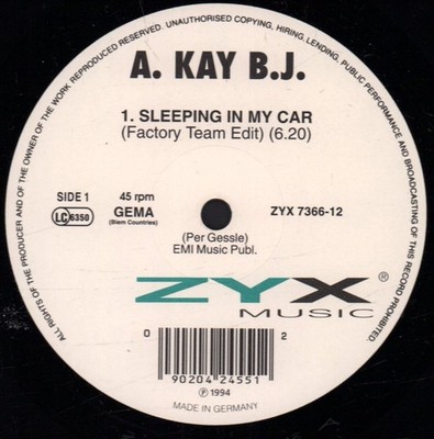 A Kay B.j. Sleeping In My Car 12'' vinyl Germany Zyx Music 1994 in die cut card