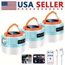 3x Solar Camping LED Lamp Rechargeable Tent Light Outdoor Hiking Remote Lantern
