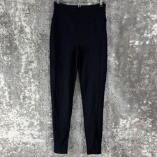 Spanx Size M Stretch Flat Front Tapered Leggings Black Pants Pull On Casual